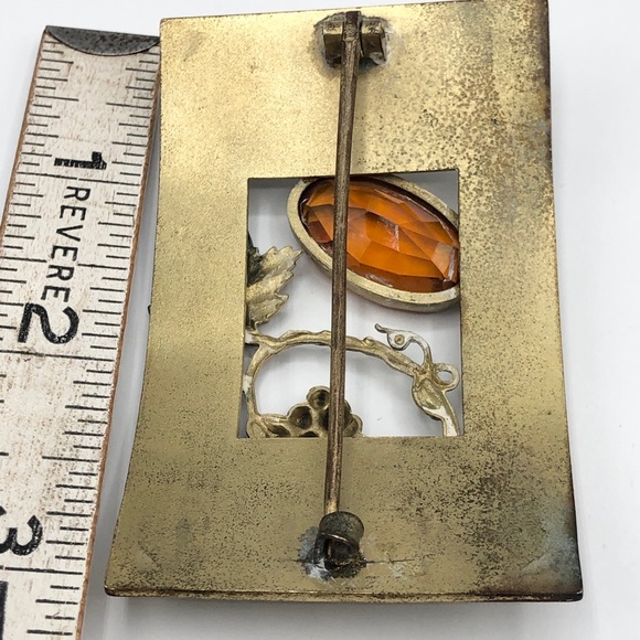 Antique Art Nouveau Glass Grape Vine Sash Pin Brooch - Picture 6 of 6